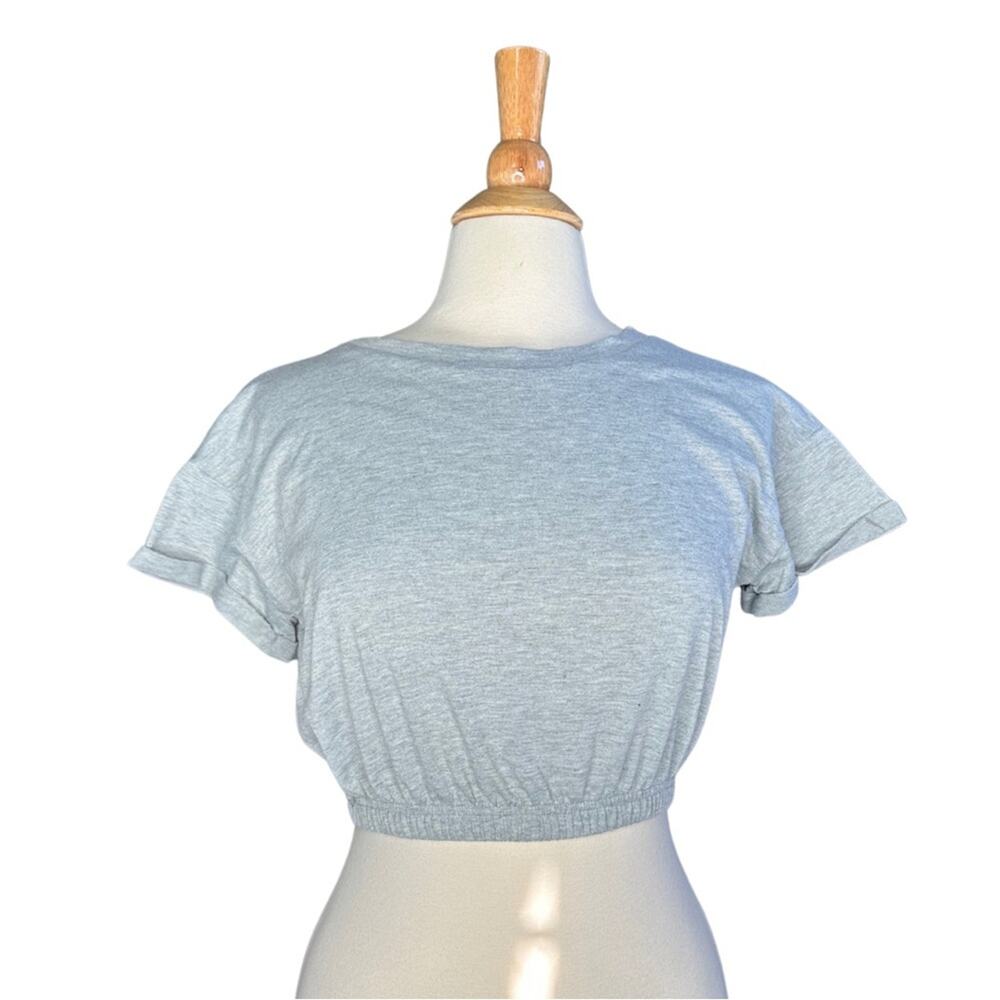 Grey Cropped Elastic TShirt Loungewear G8